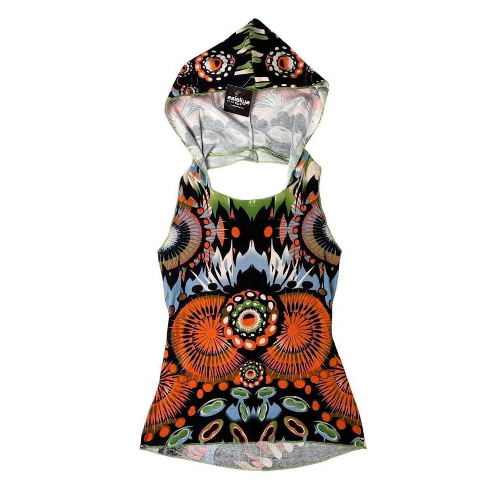 Hayes graphic hooded halter top